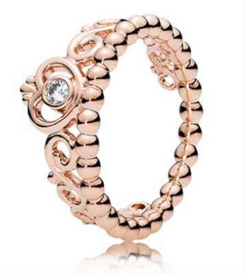 Кольцо Pandora 180880CZ «Принцесса-корона», розовое золото
