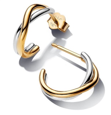 Pandora 263880C00 Silver and Gold Earrings