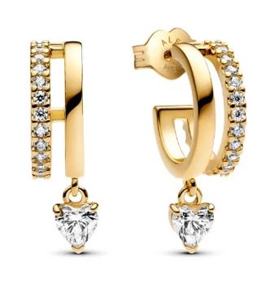Pandora Sallantılı Kalp Halka Küpeler 263685C01 Altın