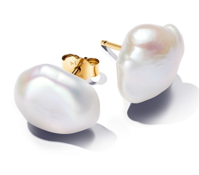 Pandora 263309C01 — серьги-гвоздики с барочным культивированным жемчугом, золотистые