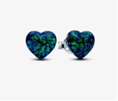 Pandora 293356C01 — зелёные серьги-гвоздики в форме сердца
