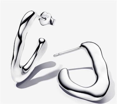 Pandora 293290C00, серебристые серьги-кольца открытой V-образной формы