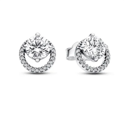 Pandora 291248C01 Серебристые серьги-гвоздики с круглыми камнями