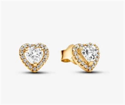 Pandora Sparkling Elevated Heart Stud Earrings 268427C01 Küpe Altın