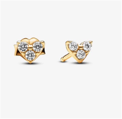 Pandora Üç Taşlı Kalpli Çivi Küpeler 263003C01 Altın