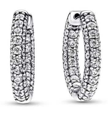 Pandora Timeless Серьги-кольца с одним рядом паве 292624C01, серебристые