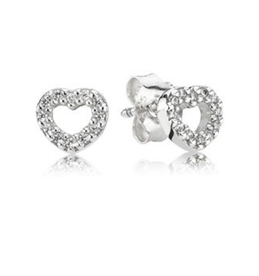 Pandora BE MY Valentine, Clear CZ 290528CZ, серебристые серьги