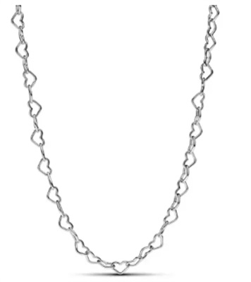 Pandora Bağlantılı Kalpler Kolye 393334C00-45 Gümüş