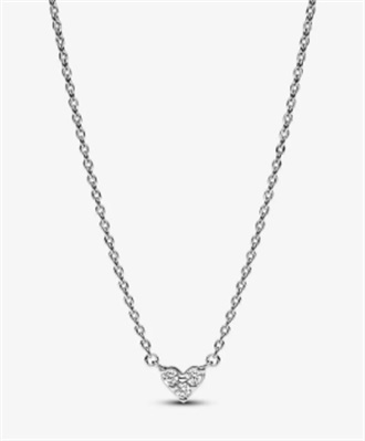 Pandora 393014C01-45 — колье с сердцем и тремя камнями, серебристое