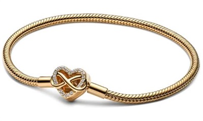Pandora 563758C01 Gold Infinity Heart Clip Snake Chain Bracelet