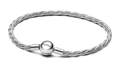 Pandora 593757C00 Серебристый браслет с витым плетением и круглой застёжкой