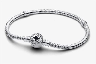 Pandora Kuzey Yıldızı Klipsli Yılan Zinciri Bileklik 593584C01 Gümüş