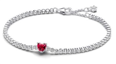 Pandora 590041C02 Silver Tennis Bracelet with Red Sparkling Heart