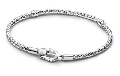 Pandora Trok Örgülü Klips ve Zincir Bileklik 593681C00 Gümüş