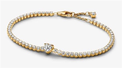 Pandora 560041C01 Gold-Tone Heart Tennis Bracelet
