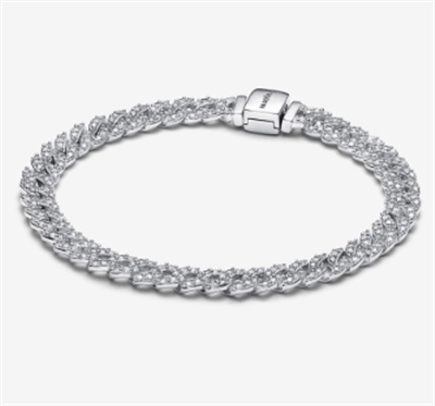 Pandora Timeless Pavé Küba Zincirli Bileklik 593008C01 Gümüş