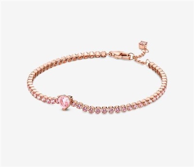 Pandora Işıltılı Kalp Tenis Bilezik 580041C01 Rose Gold