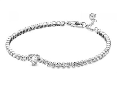 Pandora 590041C01 Silver Heart Tennis Bracelet