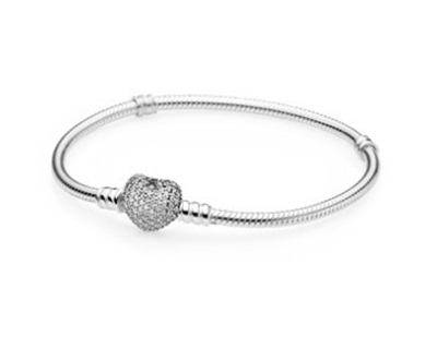 Pandora Moments Gümüş Bileklik, Pavé Kalp 590727CZ Gümüş