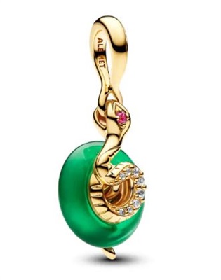 Pandora Yılan Figürlü Yeşil Murano Camı Sallantılı Charm 763617C01 Yeşil Altın