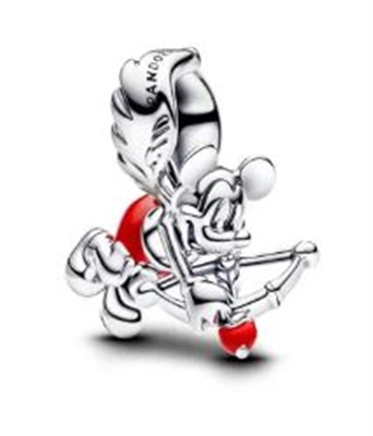 Pandora Disney шарм «Микки Маус — Купидон» 793616C01, серебристый и красный