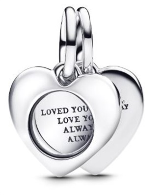 Pandora 793671C00 Silver Double Dangle Heart Charm