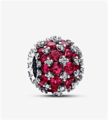 Pandora Sparkling Pavé Round Pink Charm 792630C03 Red