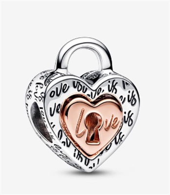 Pandora Two-tone Padlock Splittable Heart Charm 782505C00 Silver/Rose