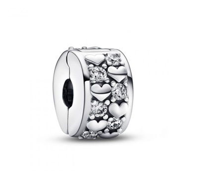 Pandora 792235C01 Heart Clip Charm, Silver