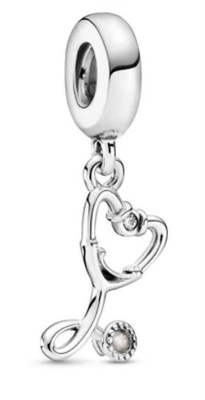 Pandora 799072C01 — серебристый подвесной шарм «Сердце и стетоскоп»