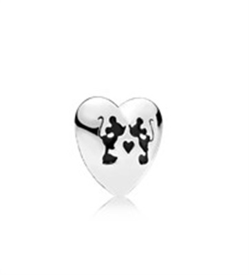 Pandora Disney, Mickey & Minnie Öpücüğü, Mini Sembol 796347EN16 Charm Gümüş