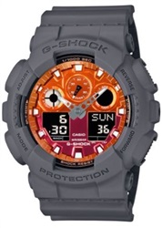 Casio G-Shock GA-100FL-8ADR, серые наручные часы