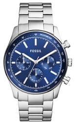 Fossil FBQ2853, серебристые часы 44 мм