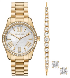 Michael Kors MK1079SET Gold Watch, Bracelet and Earrings Set