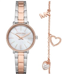 Michael Kors MK1066SET Kol Saati ve Bileklik Seti Rose Gold Gri
