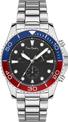 Pierre Cardin PC800311F105 Silver Blue/Red Men's Watch