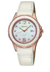 Seiko SXDE82P, белые женские наручные часы, 31 мм