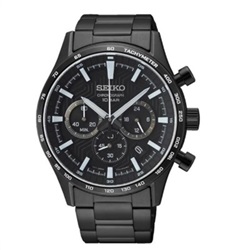 Seiko SSB415P, чёрные наручные часы 43 мм