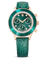 Swarovski Octea Chrono watch, Swiss Made SW5672931 Kol Saati Rose Gold Yeşil