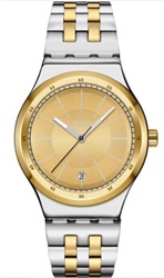Swatch YIS437G мужские наручные часы, серебристо-золотые