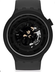 Swatch C-Black SB03B100, чёрные мужские часы