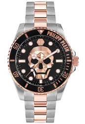 Philipp Plein The Skull Diver PWOAA0822 Men's Watch, Silver/Rose