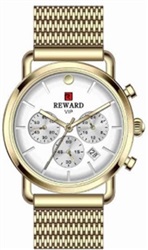 Reward RD82036L A141623 мужские часы, белый циферблат, золотистый корпус