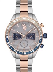 U.S. Polo Assn. USPA1037-04 — мужские часы 44 мм, серебристо-розовые