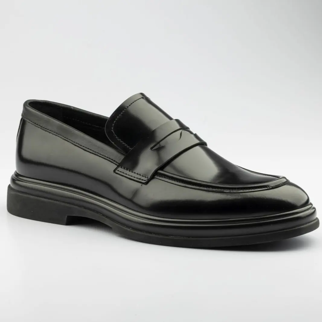 Marcomen 23161 Men's Black Shiny Loafer Shoes
