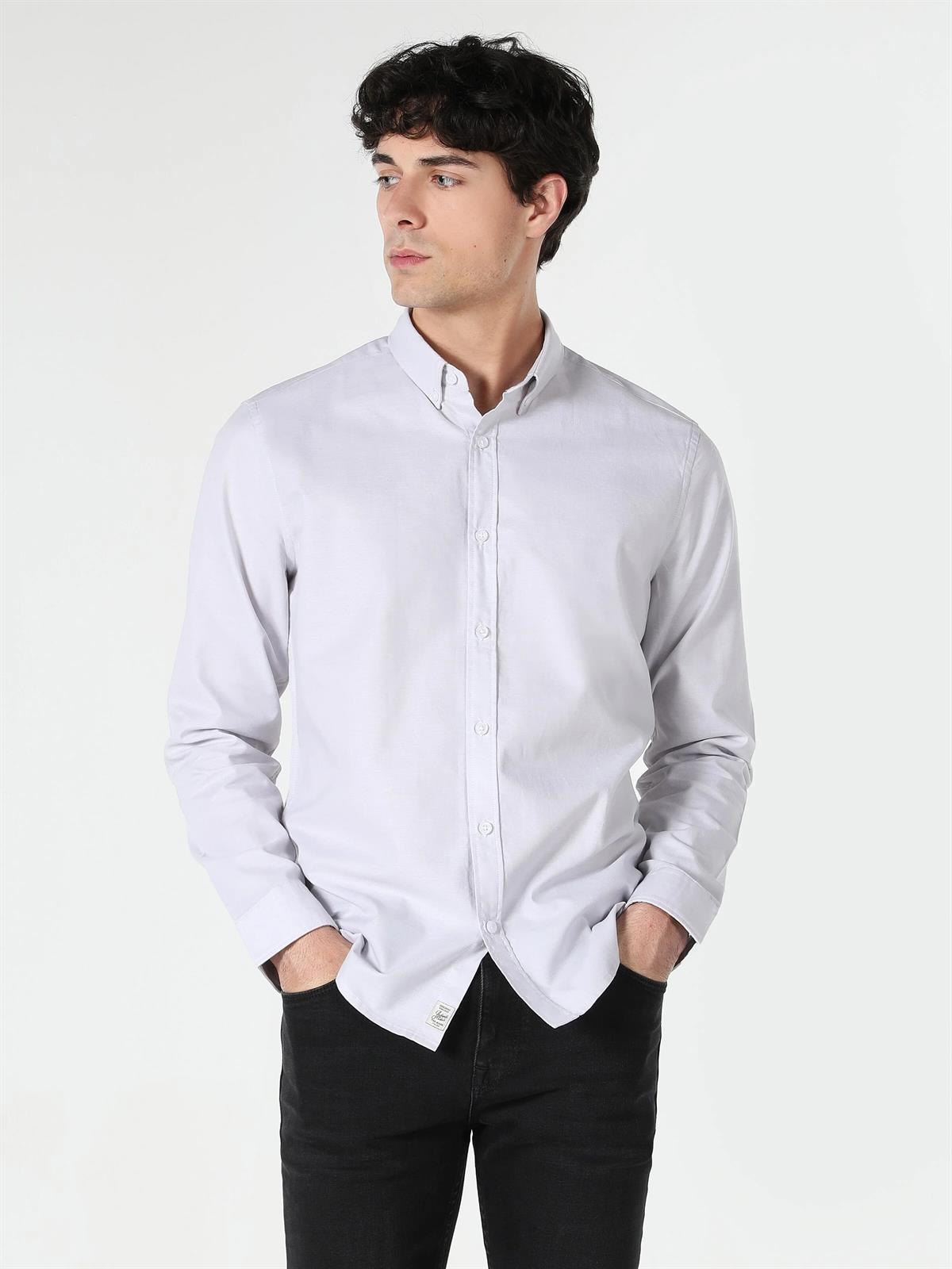 Dokuma Üst Erkek Uzun Kol Gömlek Slim Fit