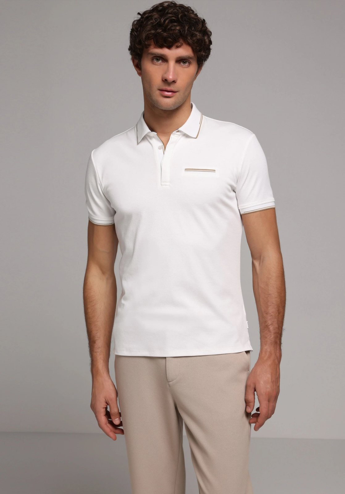 Örme Erkek Yakalı Kısa Kol T-Shirt Slim Fit