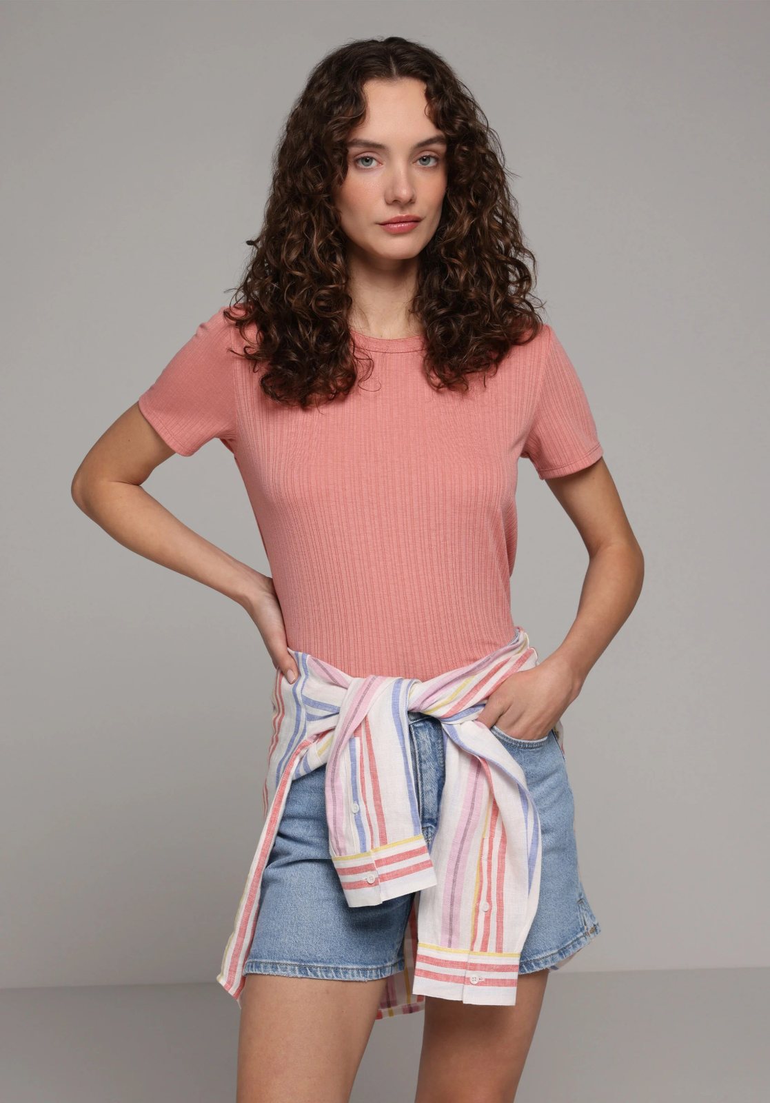Örme Kadın Kısa Kol T-Shirt Regular Fit