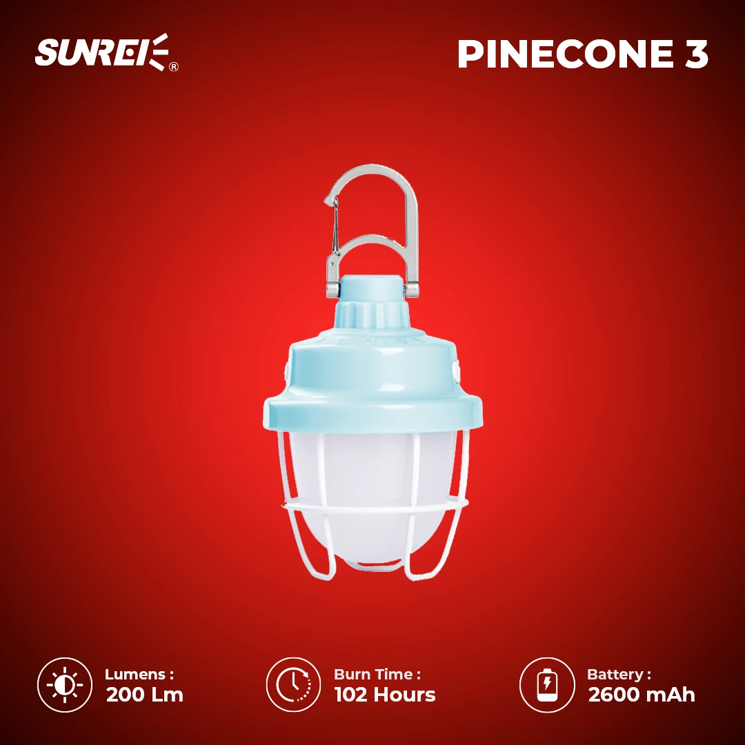 Sunrei Pinecone 3 — лампа для палатки, голубая