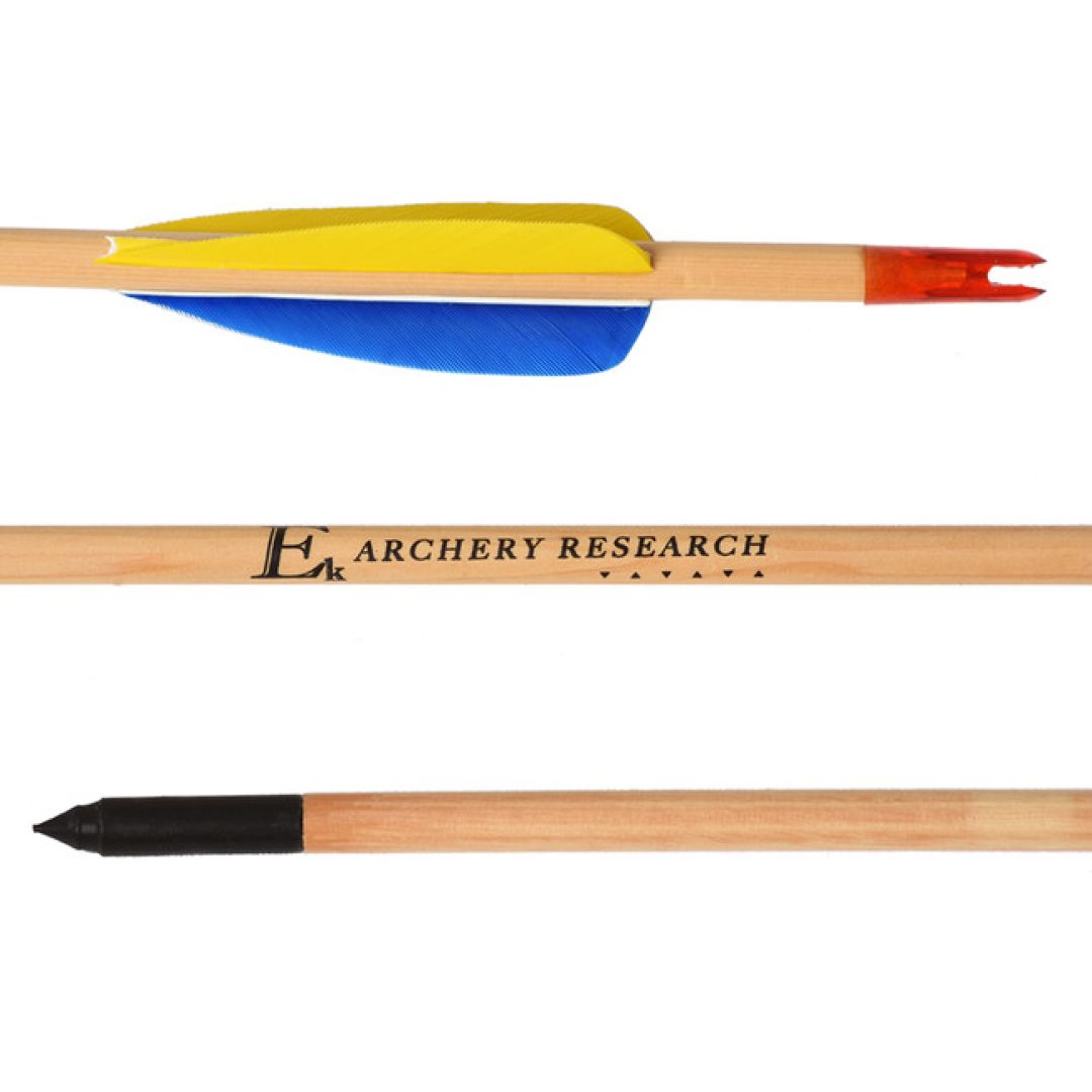 EK Archery Black Point Wood Arrow, 29 in, 3 in Natural Feathers